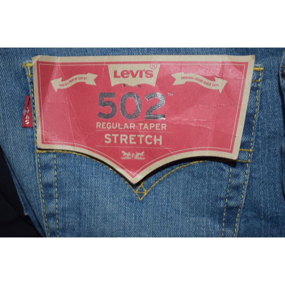 Levi's 502 Taper Stretch Regular Fit Jeans Med. Wash Boy Size 14R 915502 27 X 27 - Picture 6 of 16